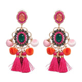 FASHIONSNOOPS Boho Statement Jewelry Long Tassel Big Earring Dangle Drop Crystal Earring For Women Oorbellen daiiibabyyy