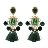 FASHIONSNOOPS Boho Statement Jewelry Long Tassel Big Earring Dangle Drop Crystal Earring For Women Oorbellen daiiibabyyy