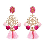 FASHIONSNOOPS Boho Statement Jewelry Long Tassel Big Earring Dangle Drop Crystal Earring For Women Oorbellen daiiibabyyy