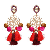 FASHIONSNOOPS Boho Statement Jewelry Long Tassel Big Earring Dangle Drop Crystal Earring For Women Oorbellen daiiibabyyy