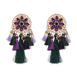 FASHIONSNOOPS Boho Statement Jewelry Long Tassel Big Earring Dangle Drop Crystal Earring For Women Oorbellen daiiibabyyy