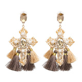 FASHIONSNOOPS Boho Statement Jewelry Long Tassel Big Earring Dangle Drop Crystal Earring For Women Oorbellen daiiibabyyy