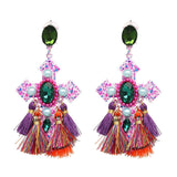 FASHIONSNOOPS Boho Statement Jewelry Long Tassel Big Earring Dangle Drop Crystal Earring For Women Oorbellen daiiibabyyy