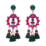 FASHIONSNOOPS Boho Statement Jewelry Long Tassel Big Earring Dangle Drop Crystal Earring For Women Oorbellen daiiibabyyy