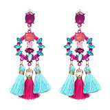 FASHIONSNOOPS Boho Statement Jewelry Long Tassel Big Earring Dangle Drop Crystal Earring For Women Oorbellen daiiibabyyy
