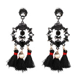 FASHIONSNOOPS Boho Statement Jewelry Long Tassel Big Earring Dangle Drop Crystal Earring For Women Oorbellen daiiibabyyy