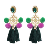 FASHIONSNOOPS Boho Statement Jewelry Long Tassel Big Earring Dangle Drop Crystal Earring For Women Oorbellen daiiibabyyy