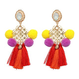 FASHIONSNOOPS Boho Statement Jewelry Long Tassel Big Earring Dangle Drop Crystal Earring For Women Oorbellen daiiibabyyy