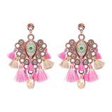 FASHIONSNOOPS Boho Statement Jewelry Long Tassel Big Earring Dangle Drop Crystal Earring For Women Oorbellen daiiibabyyy