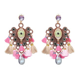 FASHIONSNOOPS Boho Statement Jewelry Long Tassel Big Earring Dangle Drop Crystal Earring For Women Oorbellen daiiibabyyy