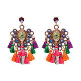FASHIONSNOOPS Boho Statement Jewelry Long Tassel Big Earring Dangle Drop Crystal Earring For Women Oorbellen daiiibabyyy