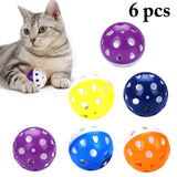 6pcs Toys for Cats Ball with Bell Ring Playing Chew Rattle Scratch Plastic Ball Interactive Cat Training Toys Pet Cat Supply