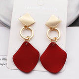 New Fashion Statement Earrings Green White Red Geometric Drop Earrings for Women Punk Metal Earring Trendy Jewelry Elegant daiiibabyyy