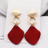 New Fashion Statement Earrings Green White Red Geometric Drop Earrings for Women Punk Metal Earring Trendy Jewelry Elegant daiiibabyyy
