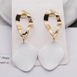 New Fashion Statement Earrings Green White Red Geometric Drop Earrings for Women Punk Metal Earring Trendy Jewelry Elegant daiiibabyyy