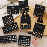 FNIO Women's Earrings Set Pearl Earrings For Women Bohemian Fashion Jewelry  Geometric Crystal Heart Stud Earrings daiiibabyyy