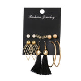 FNIO Women's Earrings Set Pearl Earrings For Women Bohemian Fashion Jewelry  Geometric Crystal Heart Stud Earrings daiiibabyyy