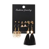 FNIO Women's Earrings Set Pearl Earrings For Women Bohemian Fashion Jewelry  Geometric Crystal Heart Stud Earrings daiiibabyyy