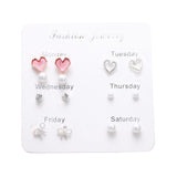 FNIO Women's Earrings Set Pearl Earrings For Women Bohemian Fashion Jewelry  Geometric Crystal Heart Stud Earrings daiiibabyyy