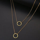 DOTIFI For Women Double Round Geometric Pendant Necklace Stainless Steel Gold and Silver Color Jewelry Gift daiiibabyyy