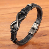 Stainless Steel Leather Bracelet Infinity Logo Special Popular Pattern Men's Bracelet DIY Size Valentine's Day Handsome Gift daiiibabyyy
