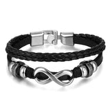IFMIA Vintage Black Bead Bracelets For Men Fashion Hollow Triangle Leather Bracelet & Bangles Multilayer Wide Wrap Jewelry daiiibabyyy