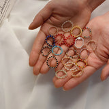 AOMU  Fashion Crystal Beaded Rings Cute Minimalist Coloful Beads Geometric Stacked Fine Rings for Women Party Gift Jewelry daiiibabyyy