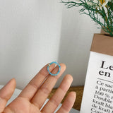 AOMU  Fashion Crystal Beaded Rings Cute Minimalist Coloful Beads Geometric Stacked Fine Rings for Women Party Gift Jewelry daiiibabyyy