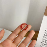 AOMU  Fashion Crystal Beaded Rings Cute Minimalist Coloful Beads Geometric Stacked Fine Rings for Women Party Gift Jewelry daiiibabyyy