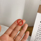 AOMU  Fashion Crystal Beaded Rings Cute Minimalist Coloful Beads Geometric Stacked Fine Rings for Women Party Gift Jewelry daiiibabyyy