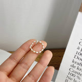 AOMU  Fashion Crystal Beaded Rings Cute Minimalist Coloful Beads Geometric Stacked Fine Rings for Women Party Gift Jewelry daiiibabyyy