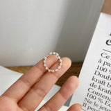 AOMU  Fashion Crystal Beaded Rings Cute Minimalist Coloful Beads Geometric Stacked Fine Rings for Women Party Gift Jewelry daiiibabyyy