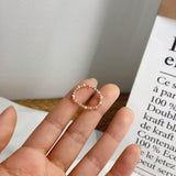 AOMU  Fashion Crystal Beaded Rings Cute Minimalist Coloful Beads Geometric Stacked Fine Rings for Women Party Gift Jewelry daiiibabyyy