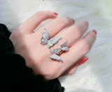 New design fashion jewelry opening high-grade copper inlaid zircon butterfly ring luxury shiny cocktail party ring for women daiiibabyyy