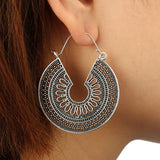 Tocona Vintage Antique Gold Black Silver Color Flower Metal Hoop Earrings Punk Alloy Earring Brincos for Women Jewelry 5673 daiiibabyyy