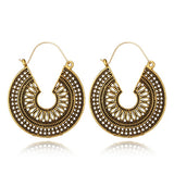 Tocona Vintage Antique Gold Black Silver Color Flower Metal Hoop Earrings Punk Alloy Earring Brincos for Women Jewelry 5673 daiiibabyyy