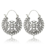 Tocona Vintage Antique Gold Black Silver Color Flower Metal Hoop Earrings Punk Alloy Earring Brincos for Women Jewelry 5673 daiiibabyyy