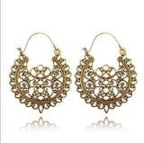 Tocona Vintage Antique Gold Black Silver Color Flower Metal Hoop Earrings Punk Alloy Earring Brincos for Women Jewelry 5673 daiiibabyyy