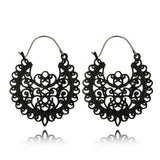 Tocona Vintage Antique Gold Black Silver Color Flower Metal Hoop Earrings Punk Alloy Earring Brincos for Women Jewelry 5673 daiiibabyyy