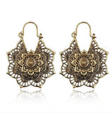 Tocona Vintage Antique Gold Black Silver Color Flower Metal Hoop Earrings Punk Alloy Earring Brincos for Women Jewelry 5673 daiiibabyyy