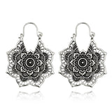 Tocona Vintage Antique Gold Black Silver Color Flower Metal Hoop Earrings Punk Alloy Earring Brincos for Women Jewelry 5673 daiiibabyyy