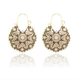 Tocona Vintage Antique Gold Black Silver Color Flower Metal Hoop Earrings Punk Alloy Earring Brincos for Women Jewelry 5673 daiiibabyyy