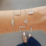 FNIO 4Pcs/Set Geometric Crystal Charm Bracelets for Women Gold Leaf Bangles Bracelets Set Simple Wrist Chain Lady Boho Bracelet daiiibabyyy
