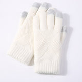 Female Winter Warm Knitted Full Finger Gloves Men Solid Woolen Touch Screen Mittens Women Thick Warm Cycling Driving Gloves H46 daiiibabyyy