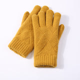 Female Winter Warm Knitted Full Finger Gloves Men Solid Woolen Touch Screen Mittens Women Thick Warm Cycling Driving Gloves H46 daiiibabyyy