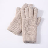 Female Winter Warm Knitted Full Finger Gloves Men Solid Woolen Touch Screen Mittens Women Thick Warm Cycling Driving Gloves H46 daiiibabyyy