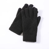 Female Winter Warm Knitted Full Finger Gloves Men Solid Woolen Touch Screen Mittens Women Thick Warm Cycling Driving Gloves H46 daiiibabyyy
