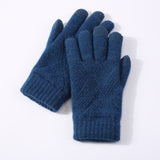Female Winter Warm Knitted Full Finger Gloves Men Solid Woolen Touch Screen Mittens Women Thick Warm Cycling Driving Gloves H46 daiiibabyyy
