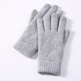 Female Winter Warm Knitted Full Finger Gloves Men Solid Woolen Touch Screen Mittens Women Thick Warm Cycling Driving Gloves H46 daiiibabyyy