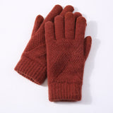 Female Winter Warm Knitted Full Finger Gloves Men Solid Woolen Touch Screen Mittens Women Thick Warm Cycling Driving Gloves H46 daiiibabyyy